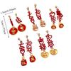 Fashion Jewelry Red Yuanbao Earrings Drip Oil Hollow Out Good Luck Drop Earrings  Party
