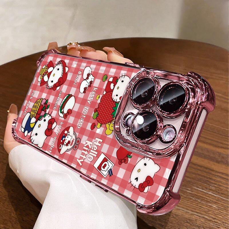 Strawberry Hello Kitty Case For Iphone 17 Pro Max 17 Air 16 15 14 13 12 11 Pro Max 15 Plus 16E 13 mini Shockproof Clear Casing