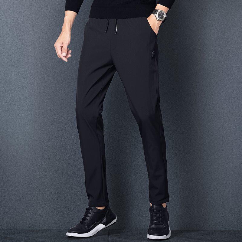 

Summer Men s Slim Fit Ice Silk Quick Dry Pants - Korean Style Straight Leg Casuals L