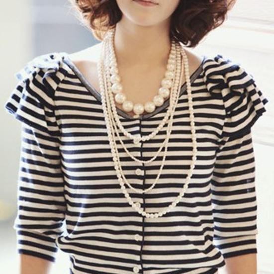 Tröja Halsband Imitation Pärlor Flerlager Kvinnor Överdrivna pärlhalsband för bröllop