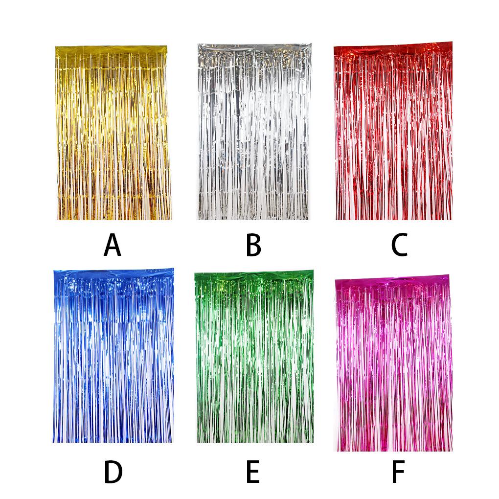 6 Pieces Glitter Party Backdrop Metallic Tinsel Curtain Birthday Wedding Baby Shower Background Favor Supplies