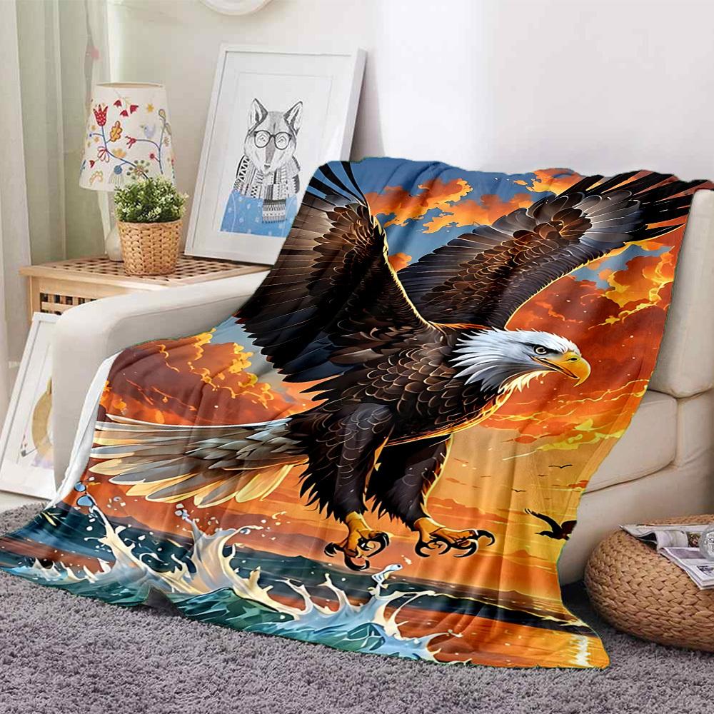 1pc Eagle, Ocean Sunset Blanket Lightweight Blanket Throw Blanket For Sofa, Bed, Travel, Camping, Livingroom, Office, Couch, Chair yy251010014