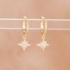 New Star Zircon Stainless Steel Pendant Hoop Earrings For Women 18K Gold Plated Pendientes Wedding Party Jewelry Accessory