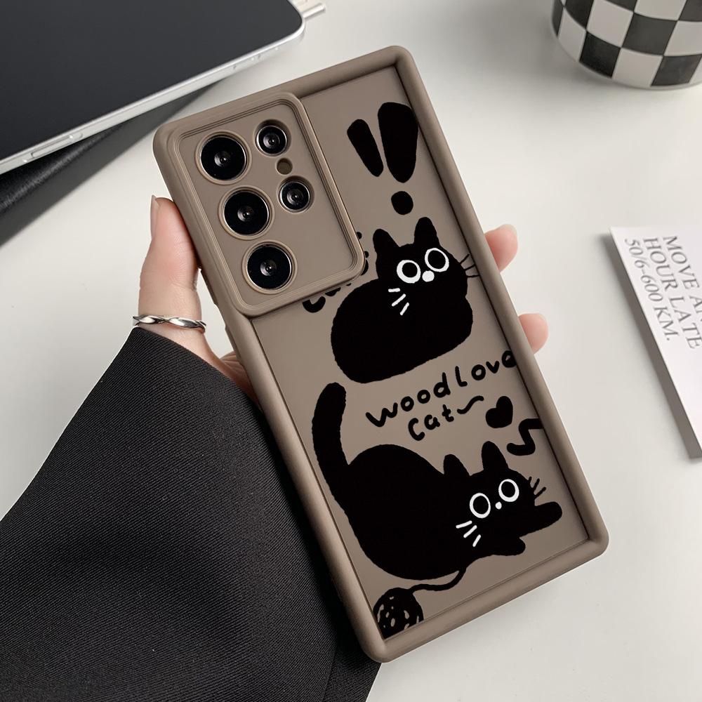 Silicone Case For Samsung A55 5G A16 S25 Ultra S24 FE S23 Plus S22 A54 A53 A35 A34 A33 A25 A15 A14 A13 A06 A05 A05s Cat Covers