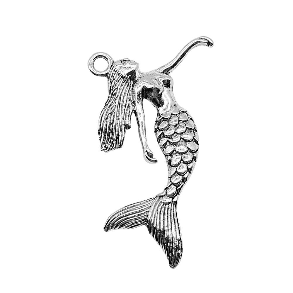 Mermaid Skeleton Charms Gothic Alloy Pendants For Halloween DIY Jewelry Accessories