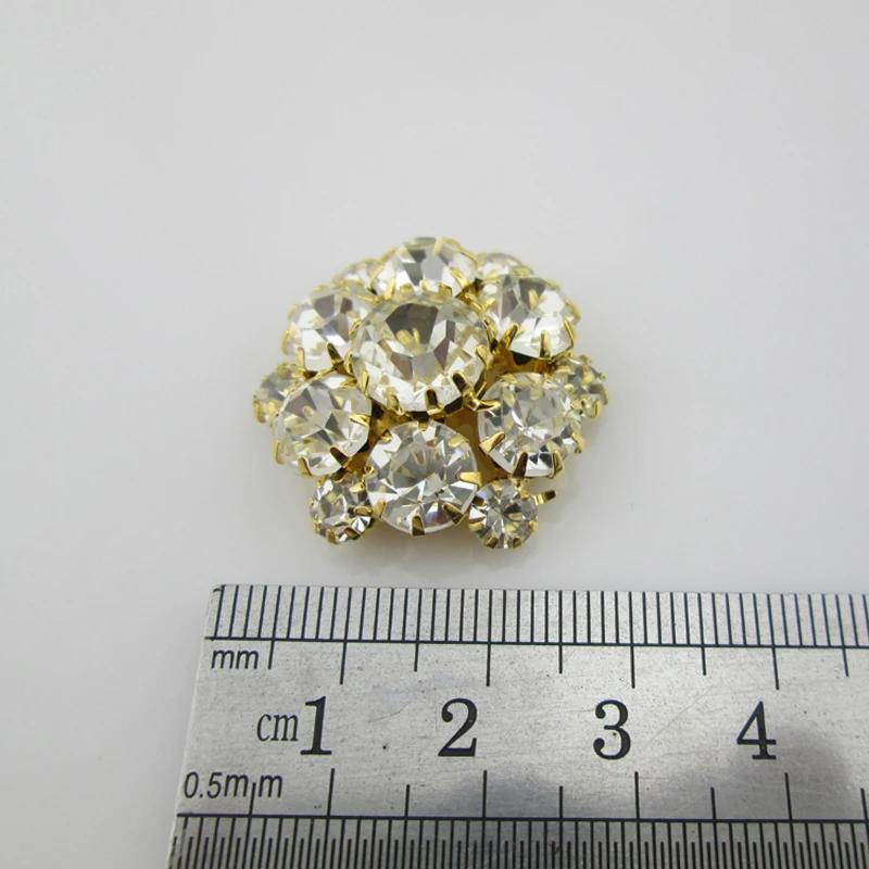 

5pcs Round Clear Rhinestone Button Shank For Sewing Craft 28mm золотий