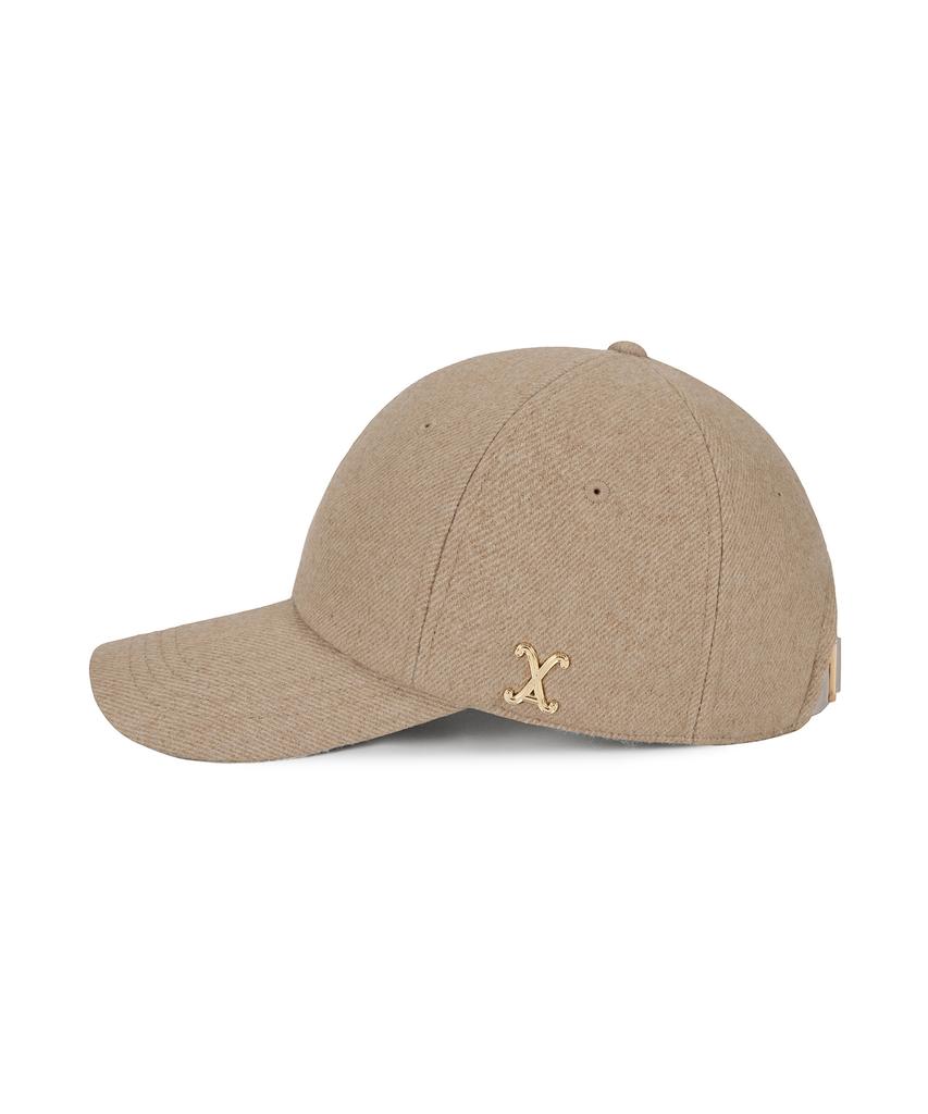 Bajal Va Curved Studded Link Wool Ball Cap Beige
