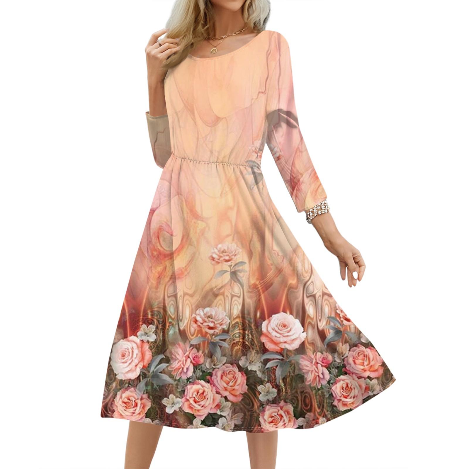 

Women s Fashionable Floral Loose Dress L рожевий