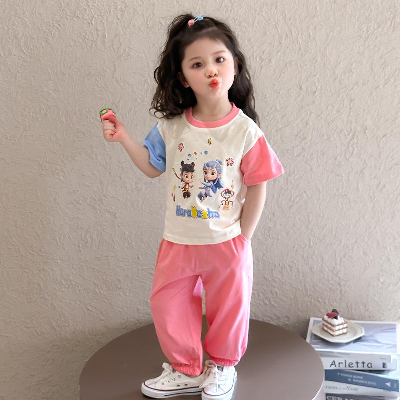 

Лето 2025 Спортивный комплект из двух предметов с коротким рукавом для девочек «Нэчжа» 100 cm