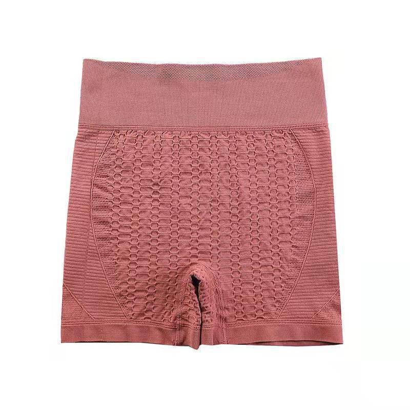 Women's High-Waisted Tummy Control Yoga Shorts with Peach Hip-Lifting Design