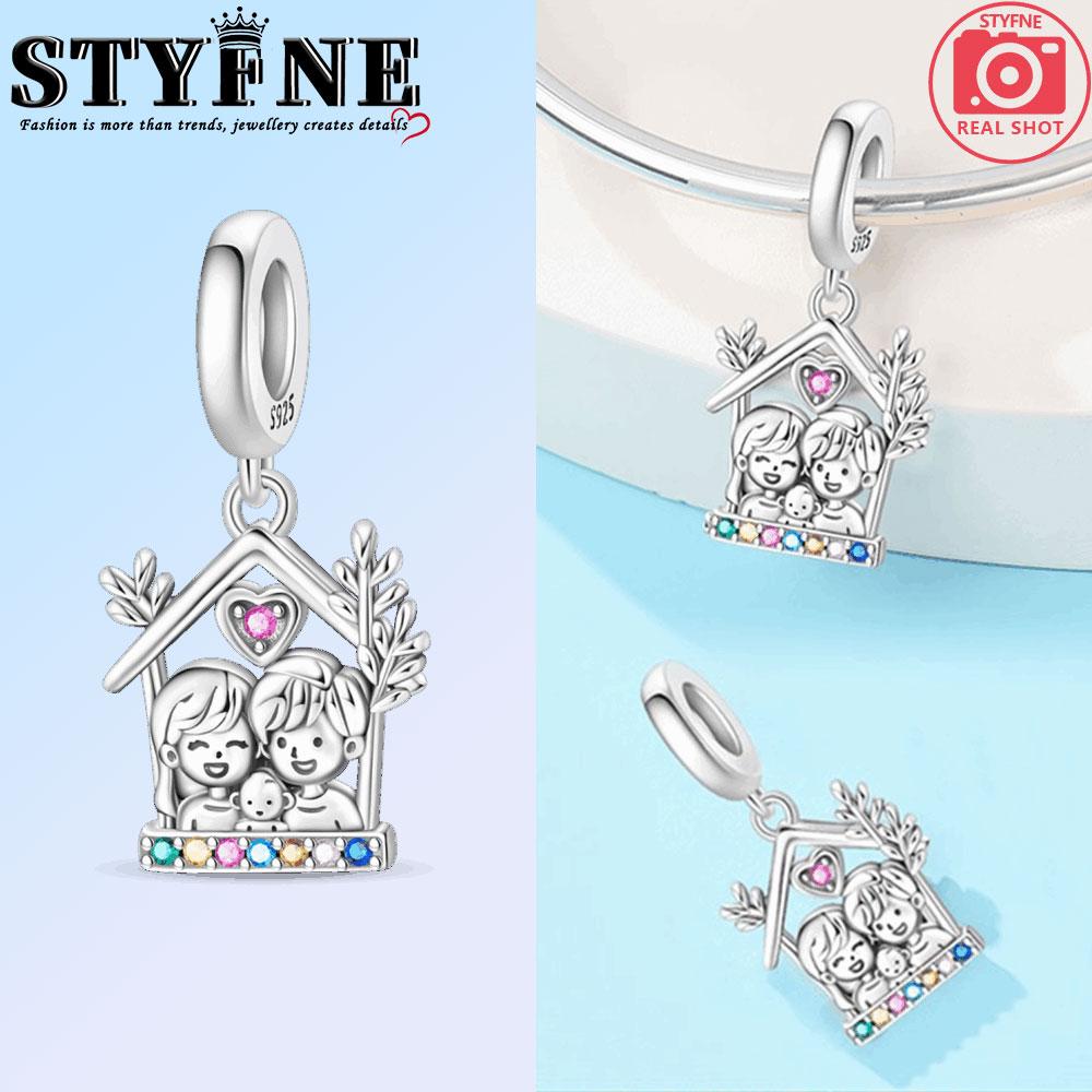 Copper Happy Fanmily Holding Hands Heart Charms Beads Fit Original Bracelet Necklace Fine Jewelry Women Diy Gifts