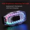 Waterproof Bike Tail Light Rainbow LED Rear Taillight Bright Light Skateboard Light  Safety Warning