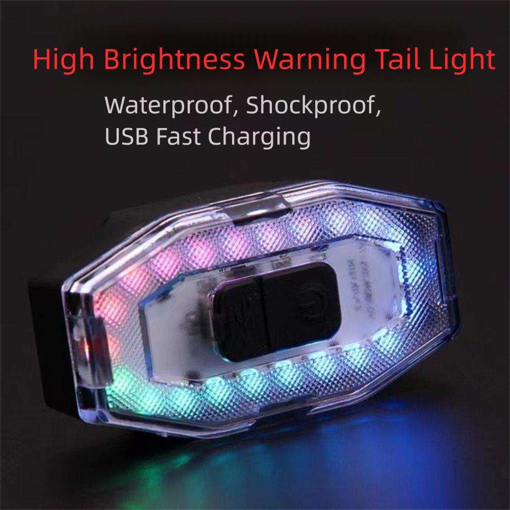 Waterproof Bike Tail Light Rainbow LED Rear Taillight Bright Light Skateboard Light  Safety Warning