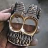 Ram Horn Skull Knuckle Vintage Gothic Ring Knuckle Dusters Copper Double Loop Finger Ring for Motorcyclists Punk Rockers