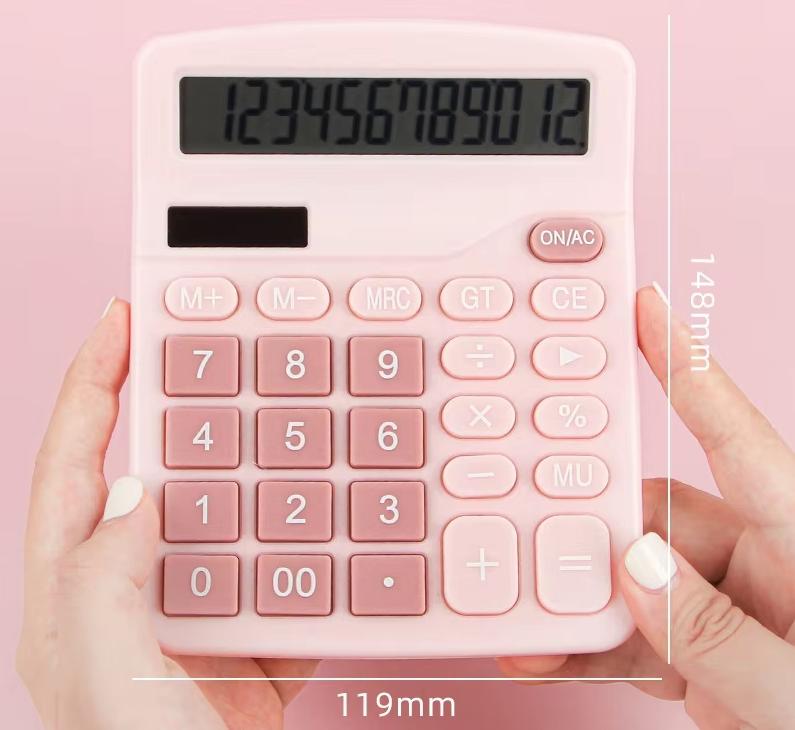 Office Supplies, Solar Powered Calculator, Dual Power Supply, 12 Digit Large Display Screen for Accounting Purposes