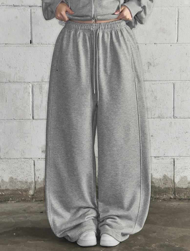 Lupeu Rivet Cut-Line Wide Training Pants Gray