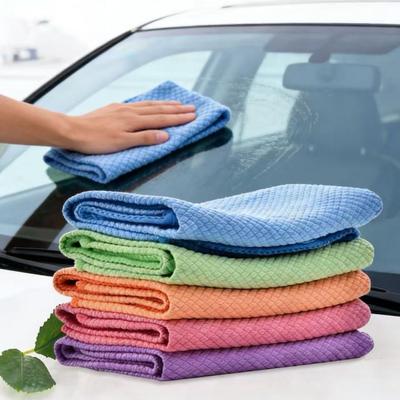 Fish Scale Edge Absorbent Cleaning Cloth - Thick, Traceless, High-Efficiency for Kitchen, Glass, and Mirrors.