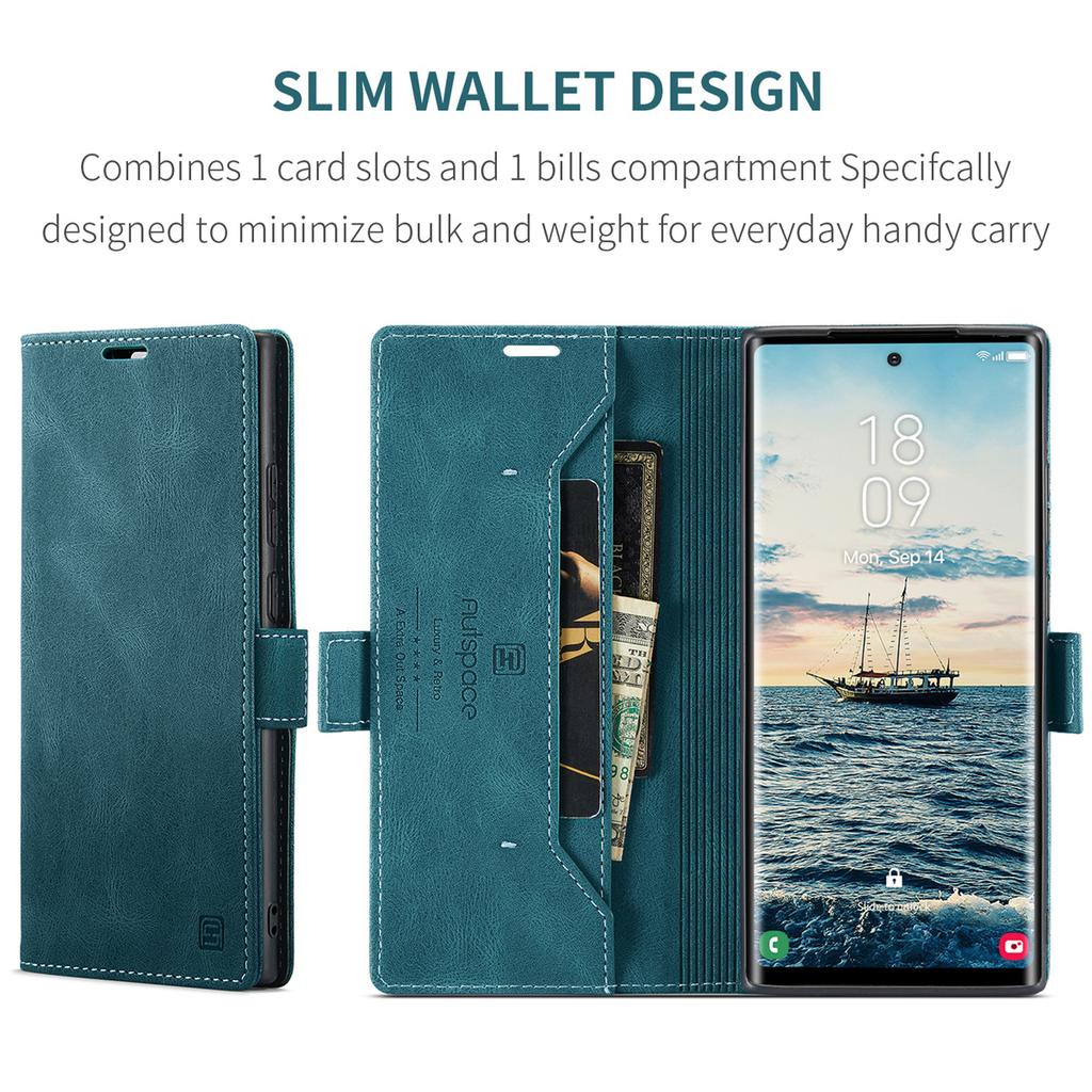 Premium Vintage Leather Wallet Case for Samsung Galaxy S24 Ultra - Flip Cover with Card Slots, Shockproof Retro Style (4 Colors)