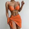 Fashion Women Sexy Solid Color Split Bikini Casual Three Piece Swimsuit Suit