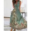 Women's Plus Size Boho Beach Maxi Dress Summer Floral V Neck Vest Dress