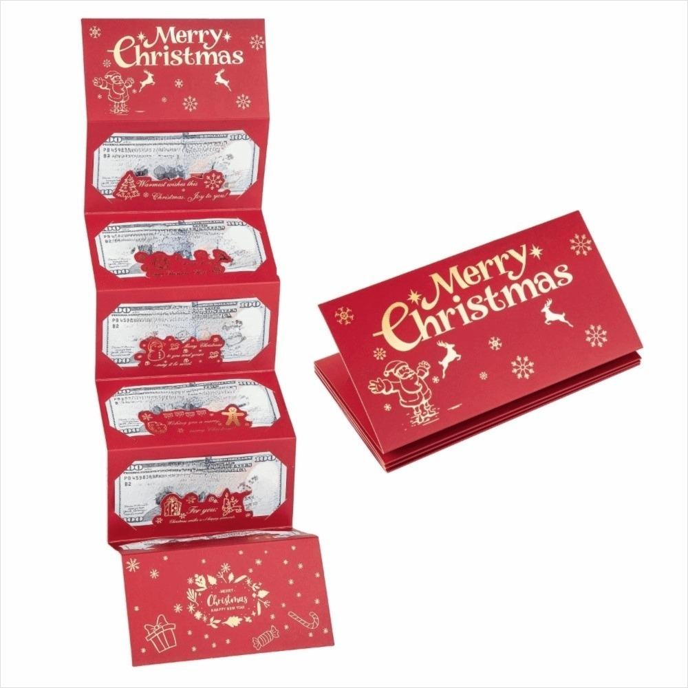 2 Set Red Folding Banknote Card Santa Claus Merry Christmas Decorations Kids