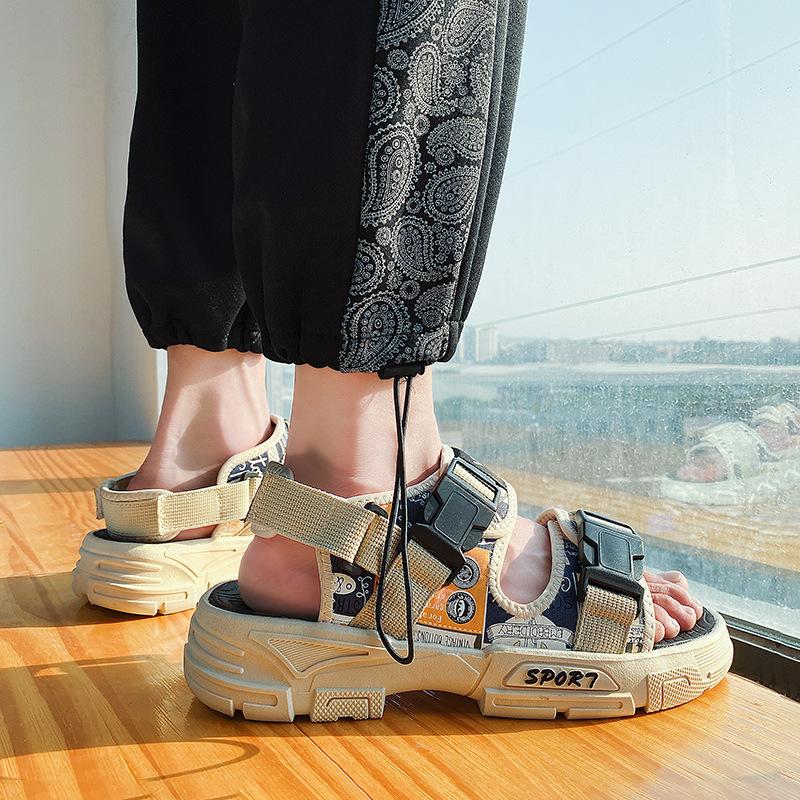 Summer Sandals, Men's Beach Wear, Casual Sports, Platform Soles, Roman Student Slippers, Dual-purpose Driving, Trendy, Breathable