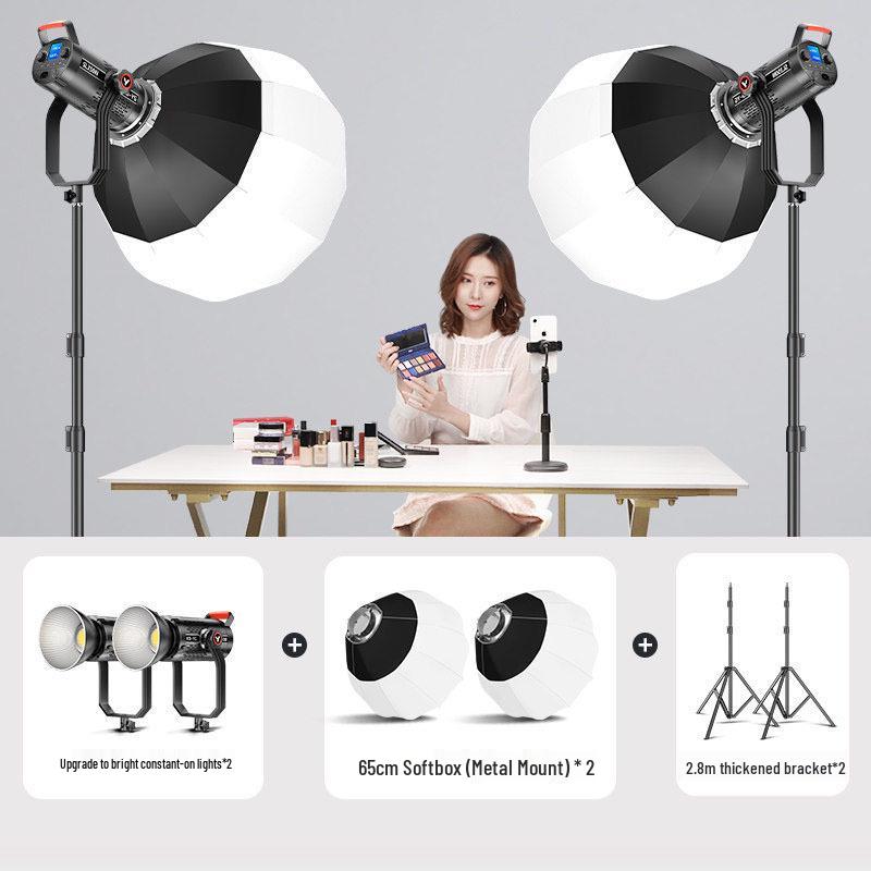 350W COB Photography Light with Spherical Softbox & Parabolic Grid