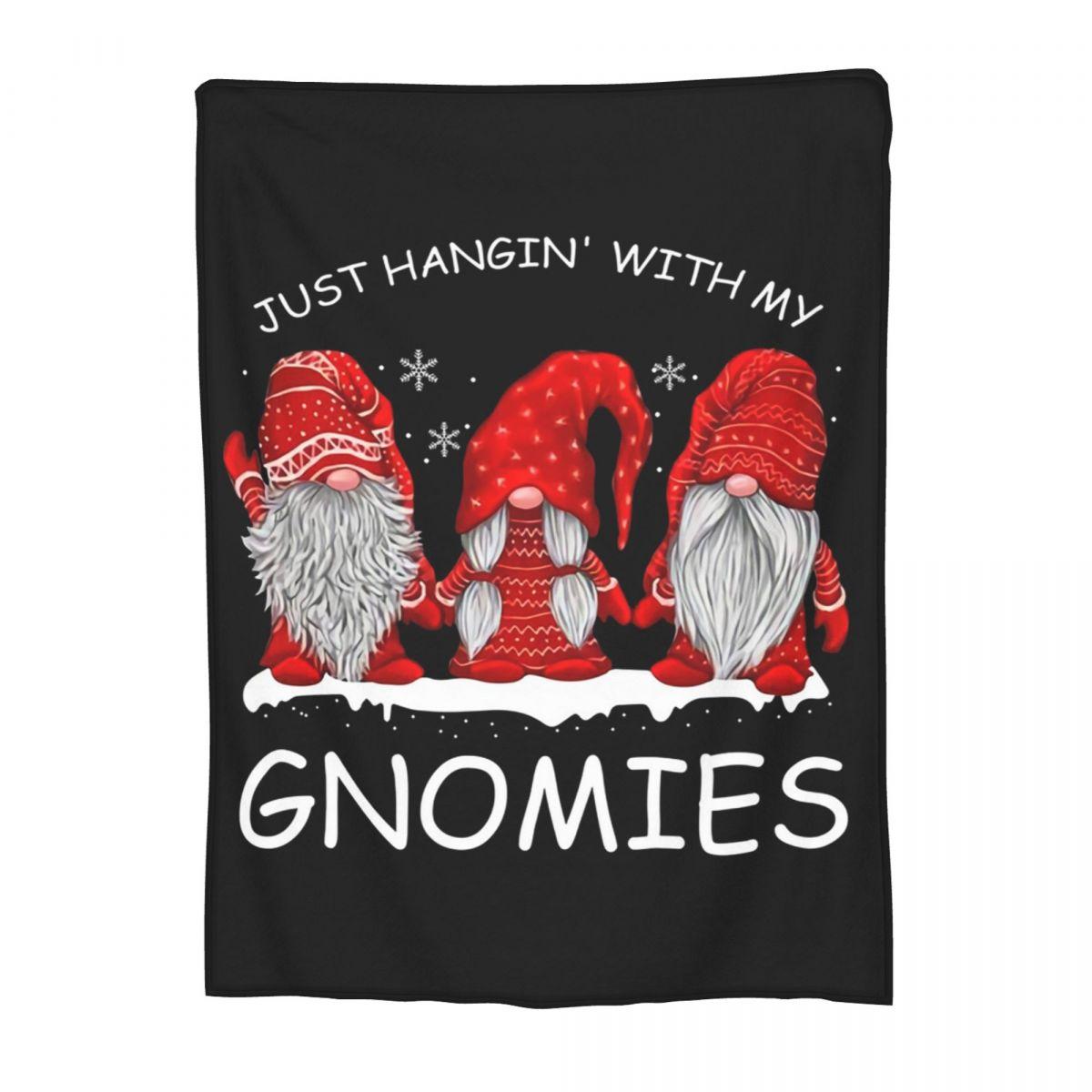 Just Hangin With My Gnomies Gnome Blankets Soft Warm Flannel Throw Blanket Plush for Bed Living room Picnic Travel Home Couch 30x40in
