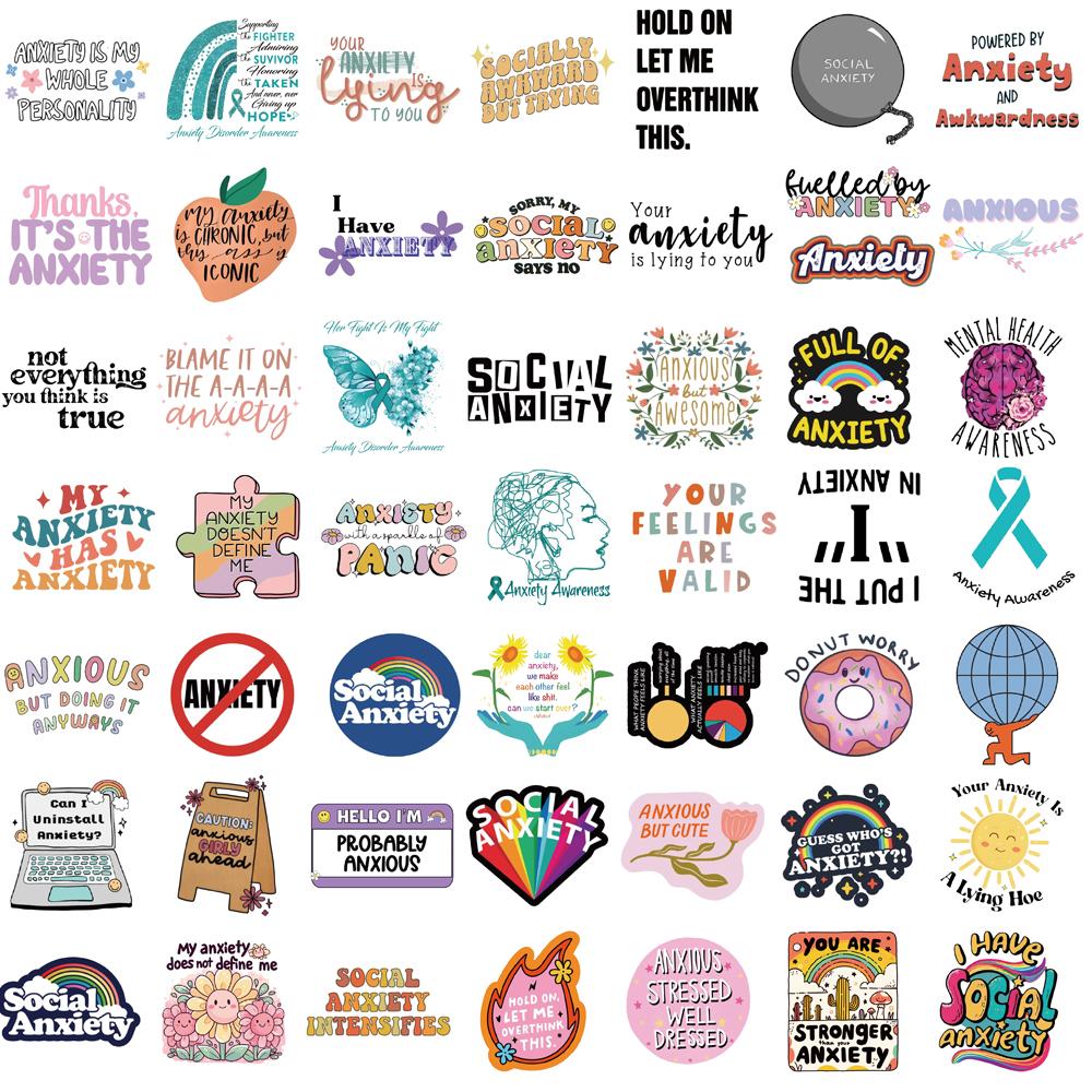 50PCS Anxiety Sensory Stickers Harajuku Inspirational Notebook Graffiti Phone Laptop Luggage DIY Graffiti Waterproof Sticker