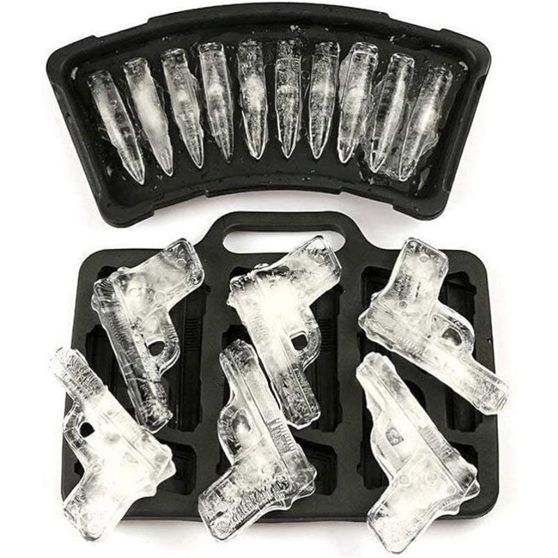 Creative Bullet Ice Grid Ice Mold Handgun and Bullet Ice Cube Trays Ice Molds for Whiskey Cocktails Ice Cubes Chocolates