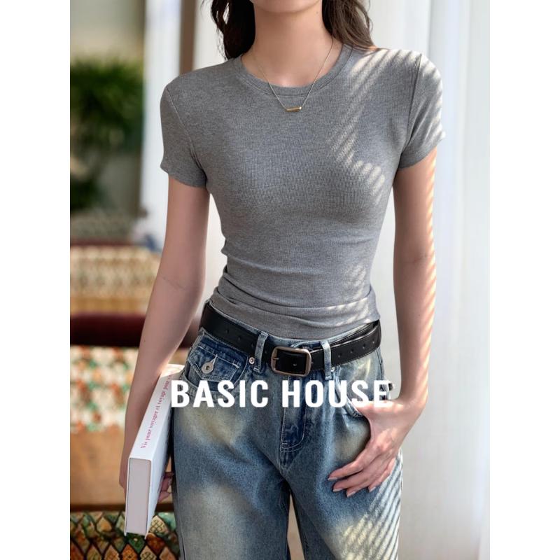 Basic House Women s Slim Fit Short Sleeve Round Neck T-shirt XL