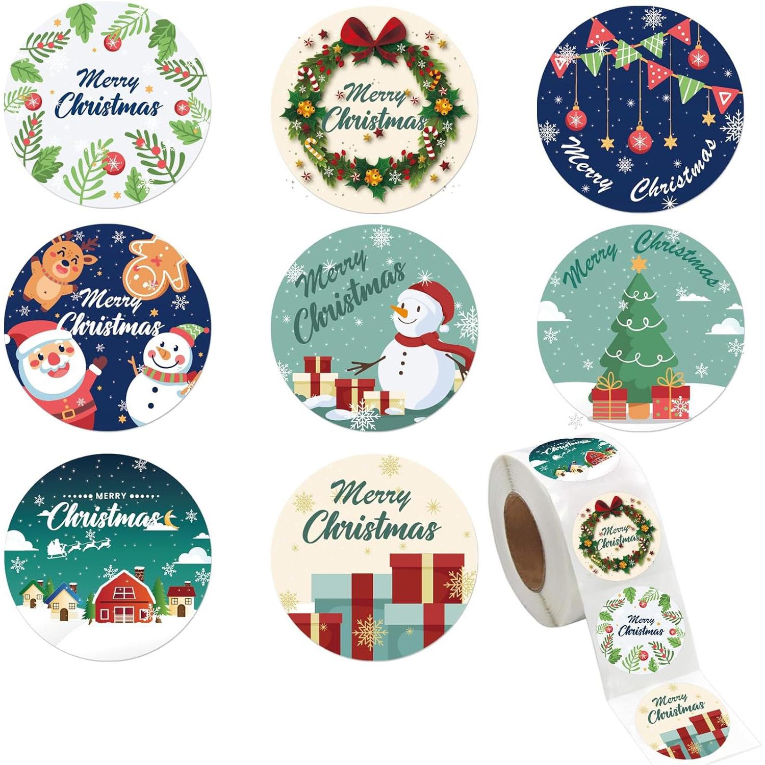 100-500Pcs High-Quality Round High-Quality Adhesive High-Quality Christmas High-Quality Stickers High-Quality Merry High-Quality Christmas