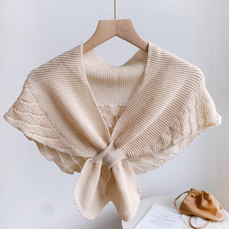 

Поддельные воротники шаль женская блузка плечи поддельный воротник накидка завязанный шарф однотонный защитный шарф для шеи бежевый