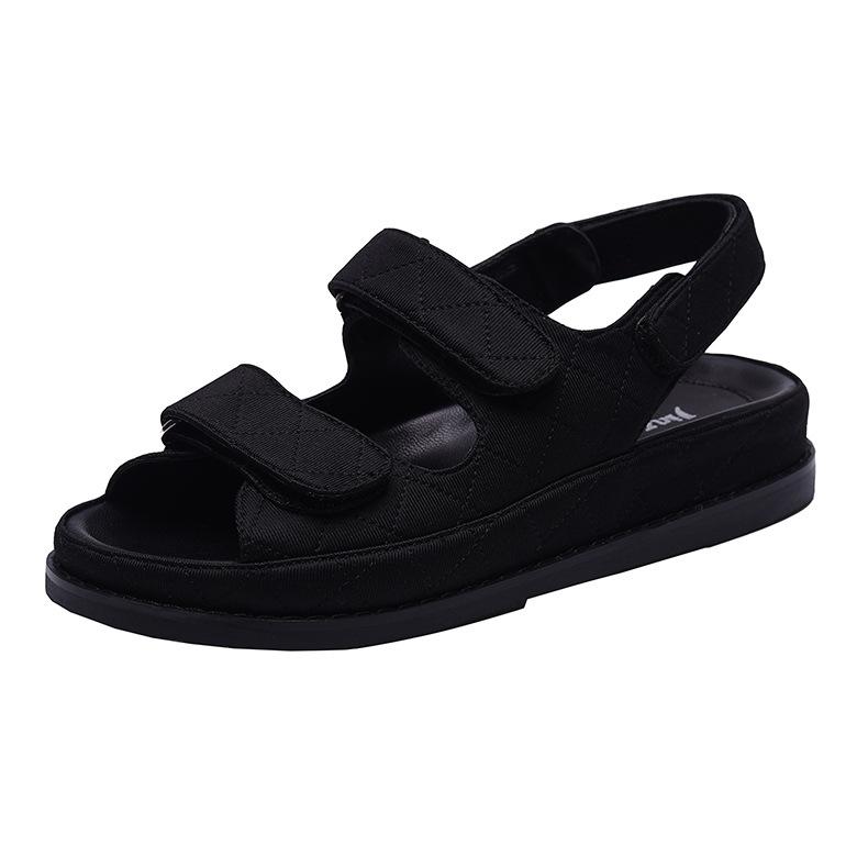 

Fashion Real leather sew lattices creepers sandals women silver hook&loop strap gladiator sandalias plaid open toe flats muffins sandale 5