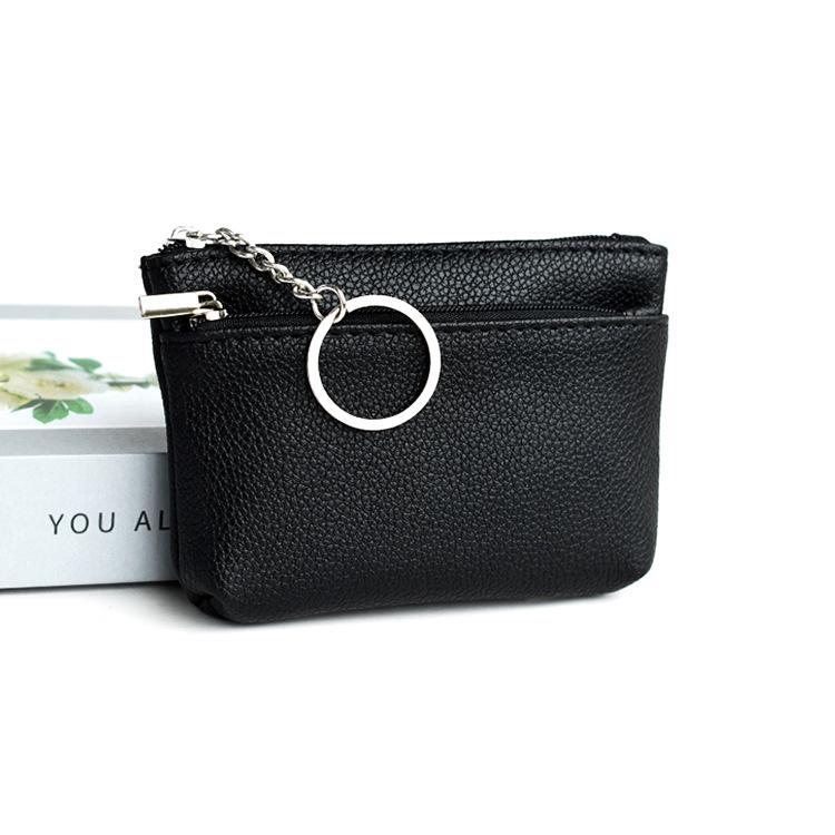 Mini PU Leather Coin Purse Keychain Wallet Multifunctional Zipper Card Holder Fashion Key Bag Key Ring Small Wallet