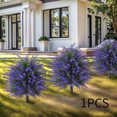 Artificial Lavender Flower Fake Plants Valentine's Day Decor Outside Yard Patio Garden with Ground