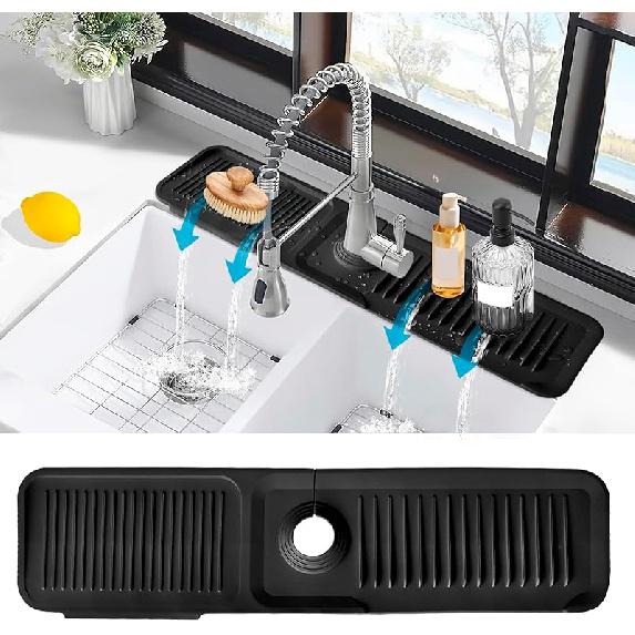 Kitchen Sink Splash Guard, 24 Inch Faucet Mat For Kitchen Sink,Sink Splash Guard Behind Faucet, Sink Faucet Mat Splash Guard, Sink Water Splash NEW24B
