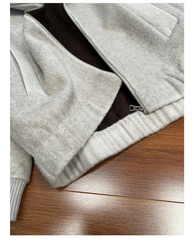 Heavyweight Double-Sided Wool Hooded Jacket Coat, Double Layer Color Block, Zipper Hoodie for Men and Women.