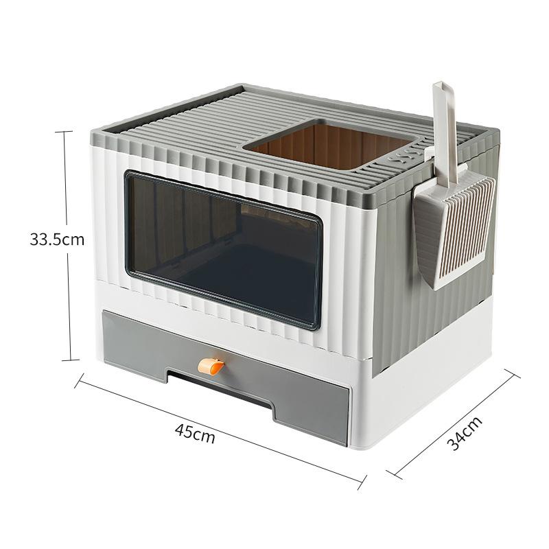 Drawer-type Foldable Cat Litter Box Household Semi-enclosed Anti-odor Cat Toilet Large Cat Poop Basin Potty Pet Supplies
