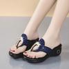2025Retro Ladies  Summer New Platform Wedge Rhinestones Flip-flops Sandals Fashion Comfy High Thick Heel