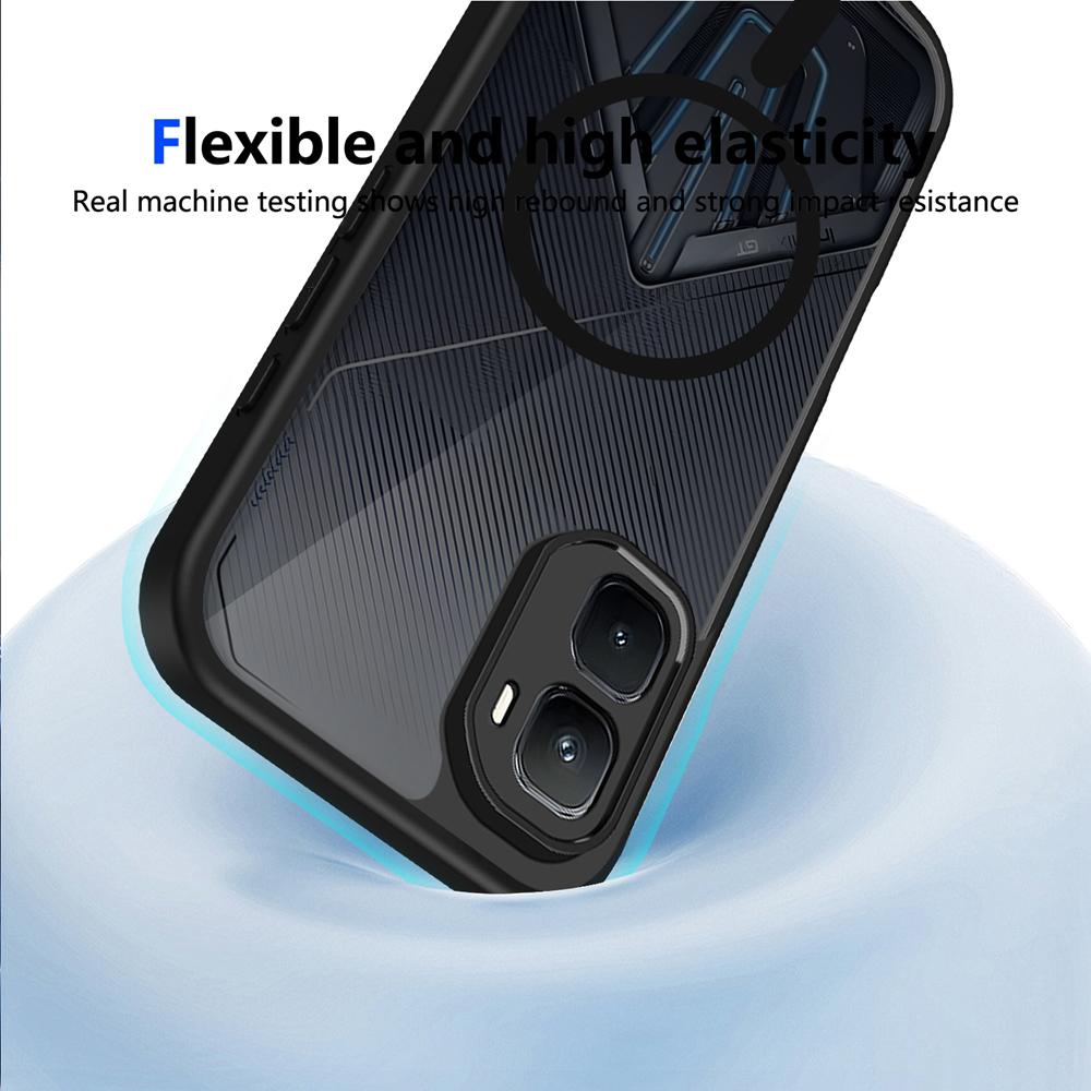 KEYSION Magnetic Phone Case for Infinix GT 50 Pro 5G Silicone+PC Matte Translucent Black Shockproof Cover for Infinix GT 50 Pro
