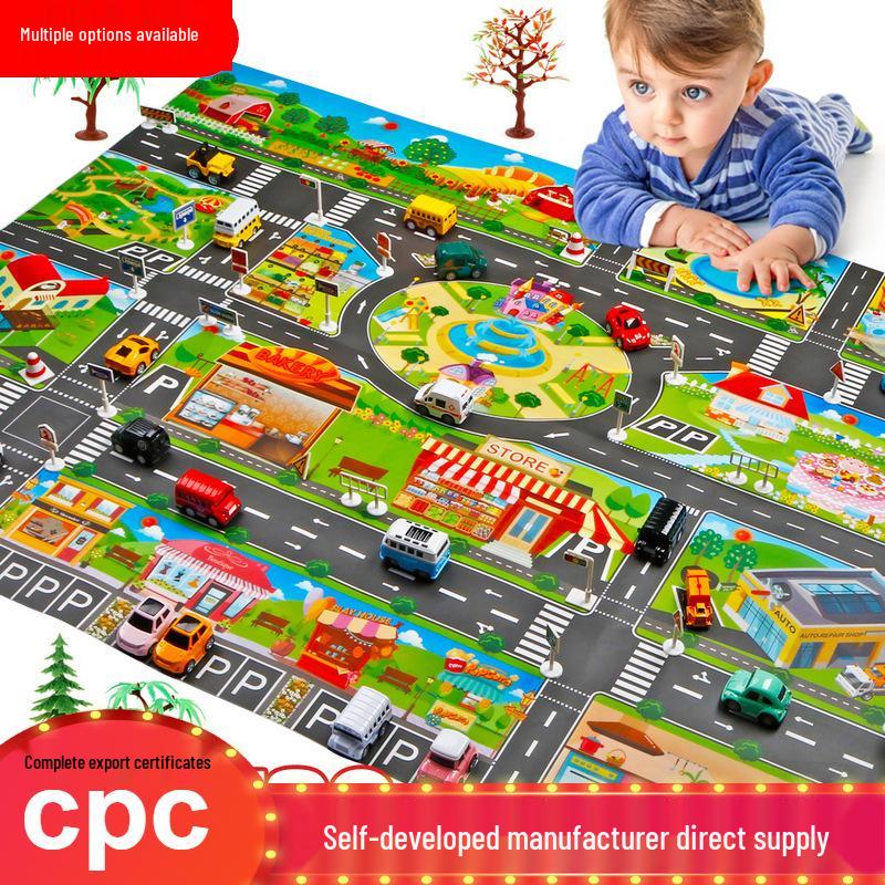 Grenzüberschreitende Kinder-Spielzeug-Parkplatzkarte mit Verkehrsautos - Englische Ausgabe
