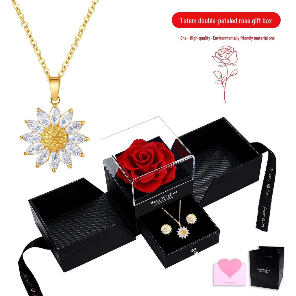 Trendy Sunflower Zircon Necklace: Elegant Clavicle Chain in Light Luxury Minimalist Design