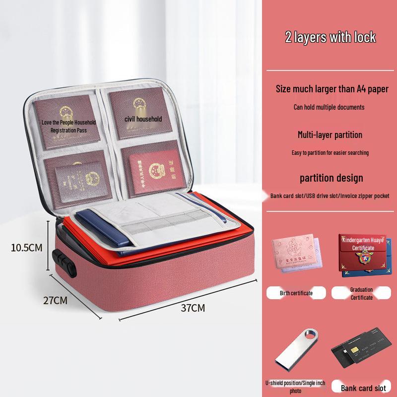 Multi-layer Document Organizer Bag for Home Archives - Large, Multi-functional Storage Box