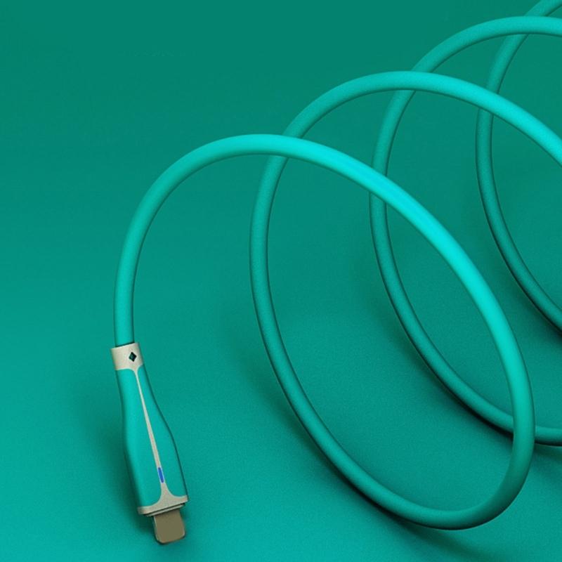 Liquid Silicone Data Cable with Lamps 3A Super Fast Charging Cable Cord Support Data Transmission for Tablets PC