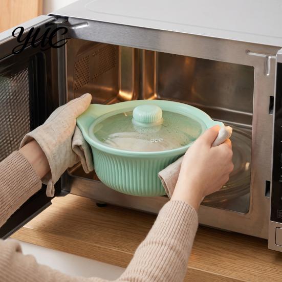 Silicone Food Steamer for Microwave Steamer, Double Layer Food-Grade Bowl with Lid & Divider, Heat Resistant Divided Pot Healthy Fat Reduction Cooking