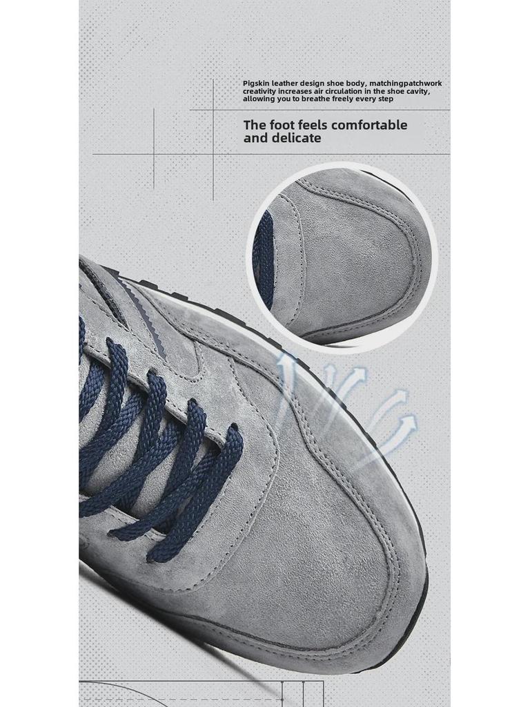 Double Star Men's Genuine Leather Non-Slip Running Shoes with Shock Absorption and Soft Sole