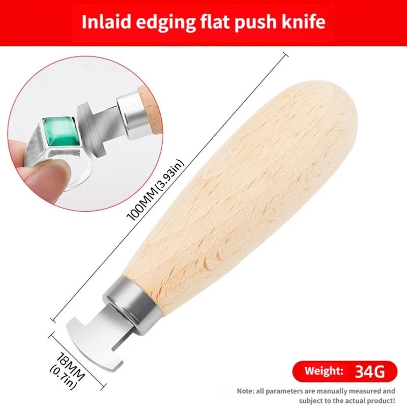 Practical Stainless Steel Bezel Pusher Ergonomic Wooden Handle Jewelry Crafting Tool For Gemstones Setting
