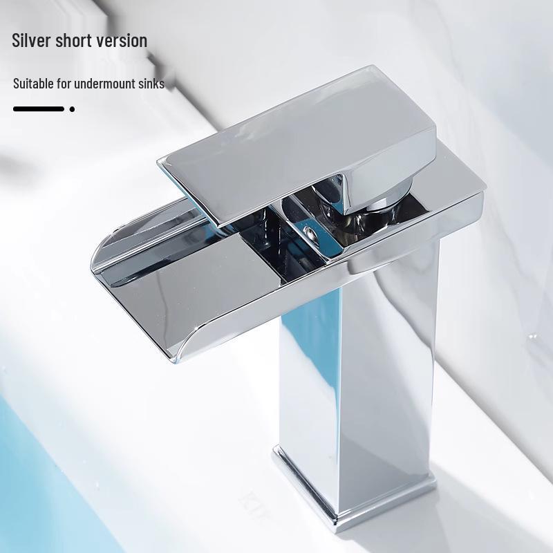 Stainless Steel Waterfall Faucet for Bathroom Countertop - Hot & Cold Basin