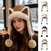 Lei Feng Hat Soft Plush Fox Ear Design Warm Imitation Rex Rabbit Fur Velvet Lined Adjustable Elastic Fit Riding Hat